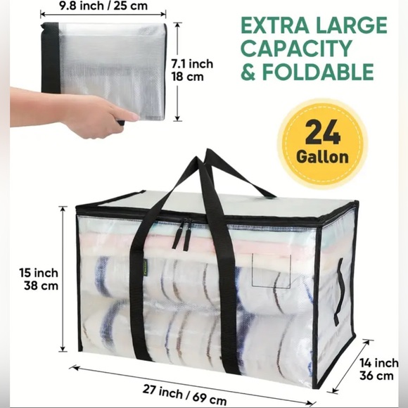 Transparent Storage Bag Extra Large with Black Trim and Handles NWOT - Picture 3 of 3